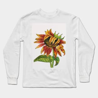 Sunflower Watercolor Painting Long Sleeve T-Shirt